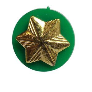 Brownie Girl Scouts Gold Achievement Star Pin with Green Disc Vintage GSA